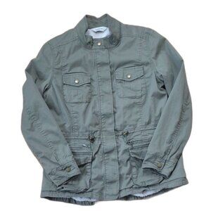 L.L. Bean Olive Green Utility Jacket with Faux Fur Lining Size Medium